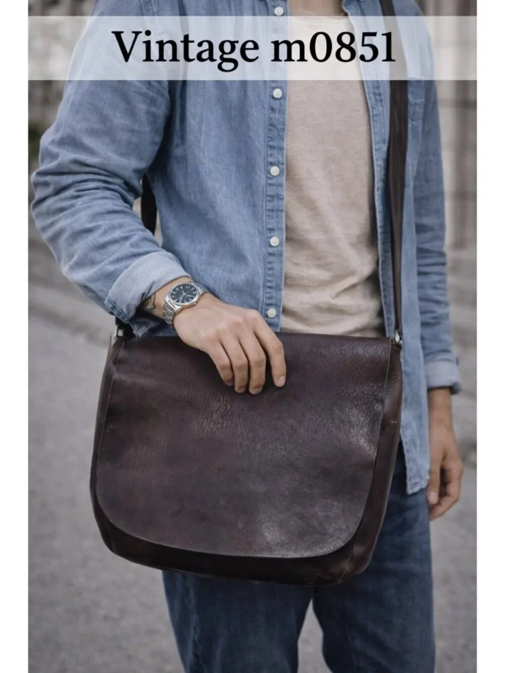 m0851 Leather Crossbody Bag Brown Distressed Vintage Messenger Canada Unisex